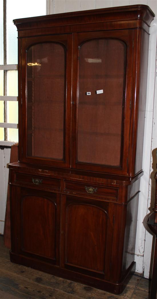 Victorian mahogany round corner bookcase